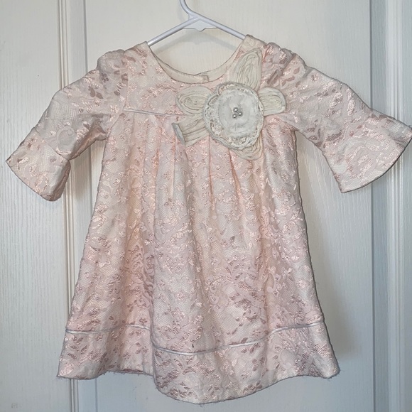 Laura Ashley | Dresses | Laura Ashley London Pink And Ivory Lace Bell  Sleeve Dress | Poshmark